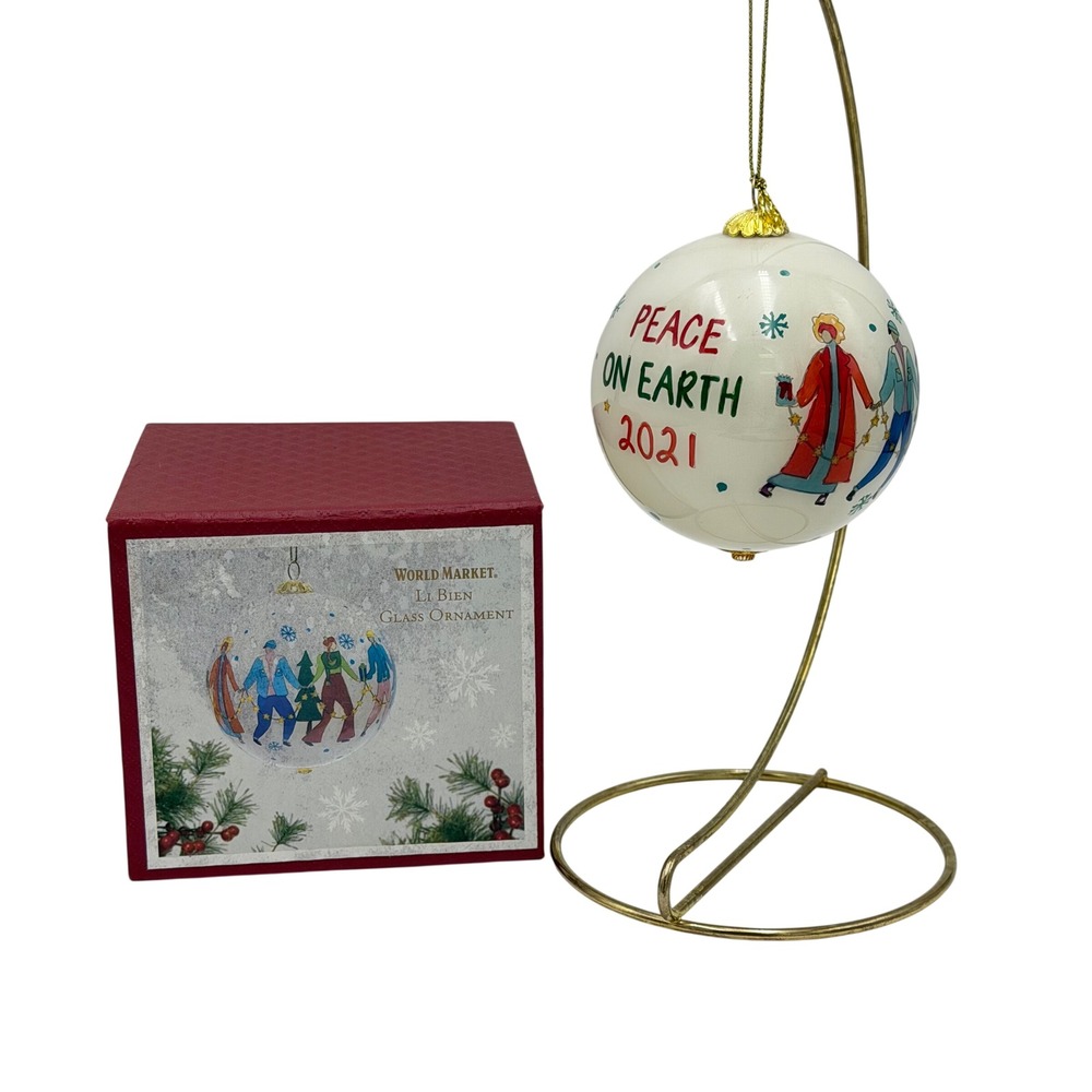 Pier Place World Market Li Bien 2021 Peace On Earth Glass Ornament Holiday New